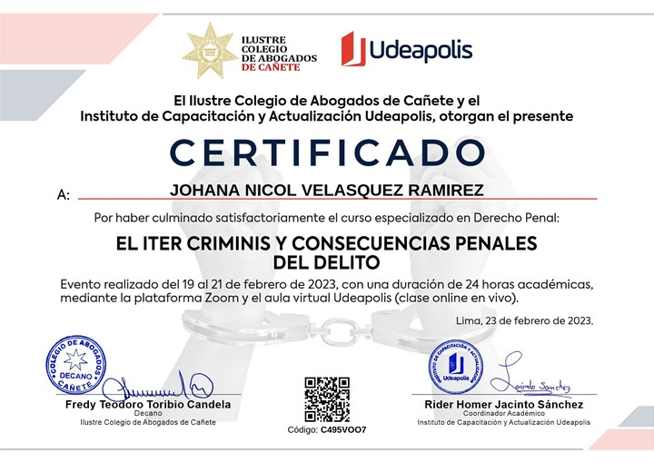 Certificado de capacitación